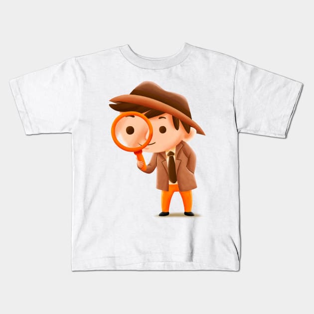 Kids Detective Kids T-Shirt by MEDZ